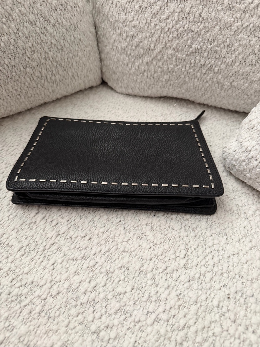 Fendi Selleria Black Leather Wristlet Clutch with Contrast Stitch - Picture 8 of 11